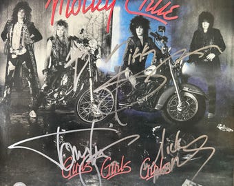 Portada original autografiada del LP «Girls, Girls, Girls» de Mötley Crue (COA)