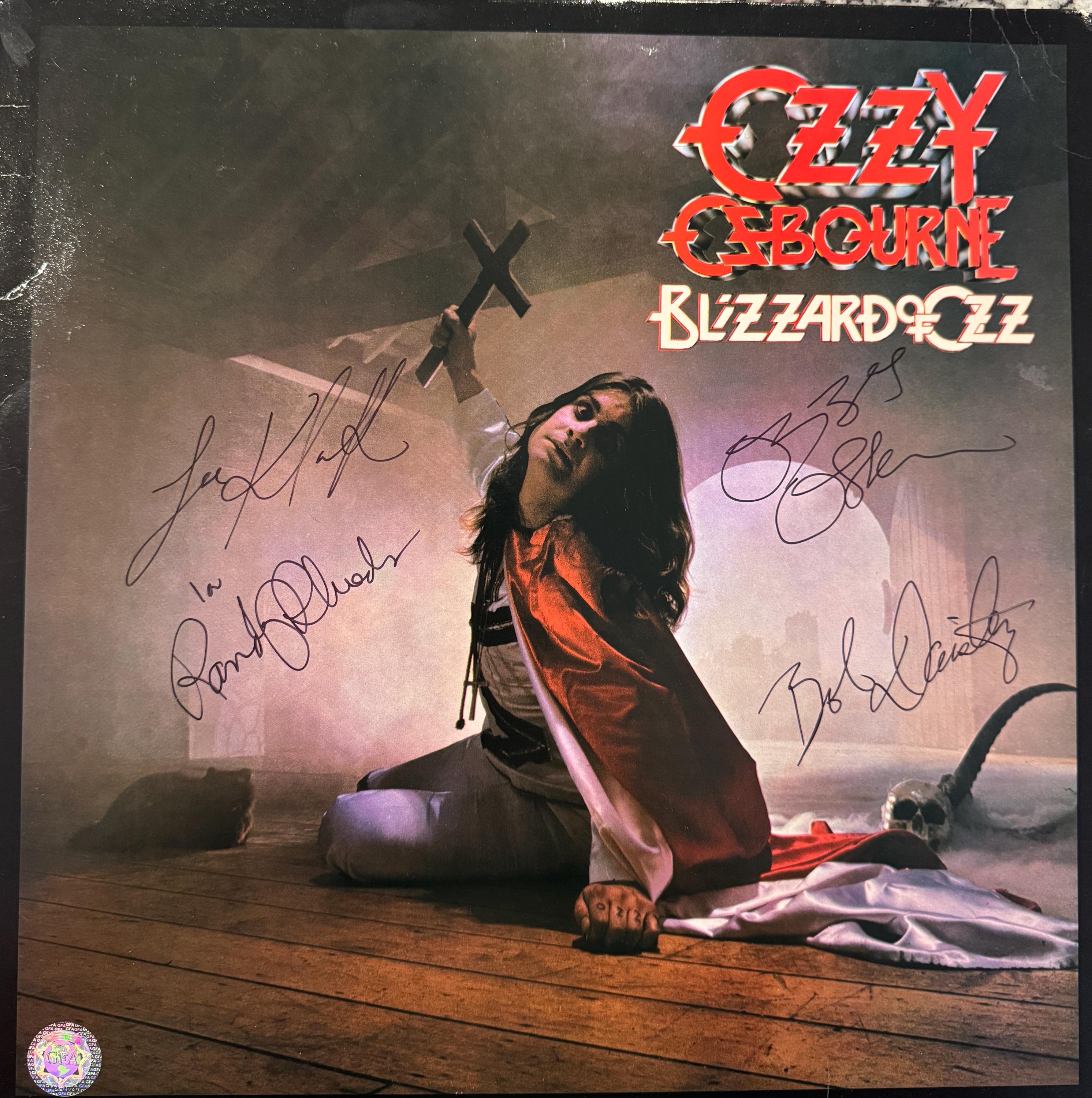 Ozzy Osbourne Plus 3 Original Autographed "Blizzard Of Oz" LP (COA)
