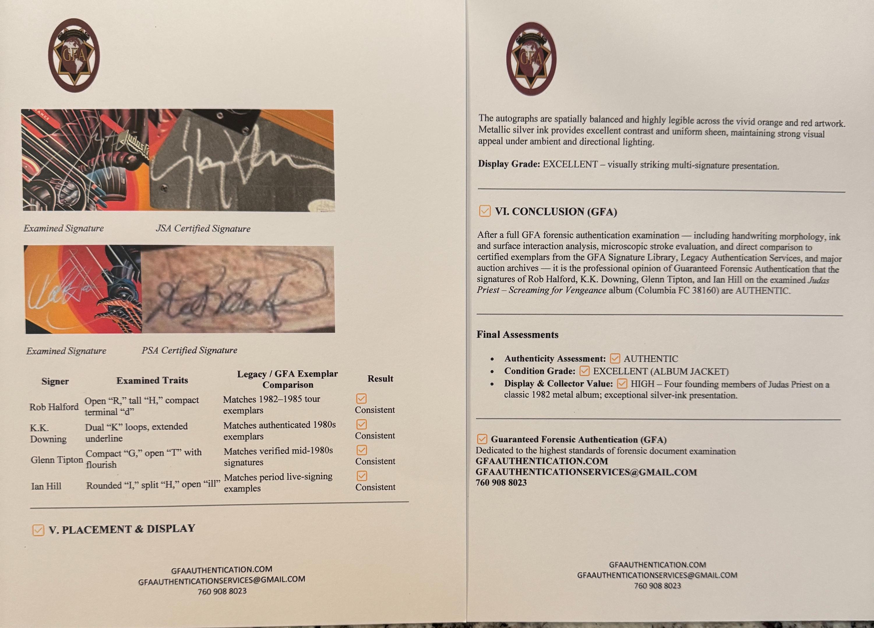 Judas Priest Original Autographed “screaming for Vengeance” LP