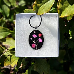 Black Pressed Flower Pendant