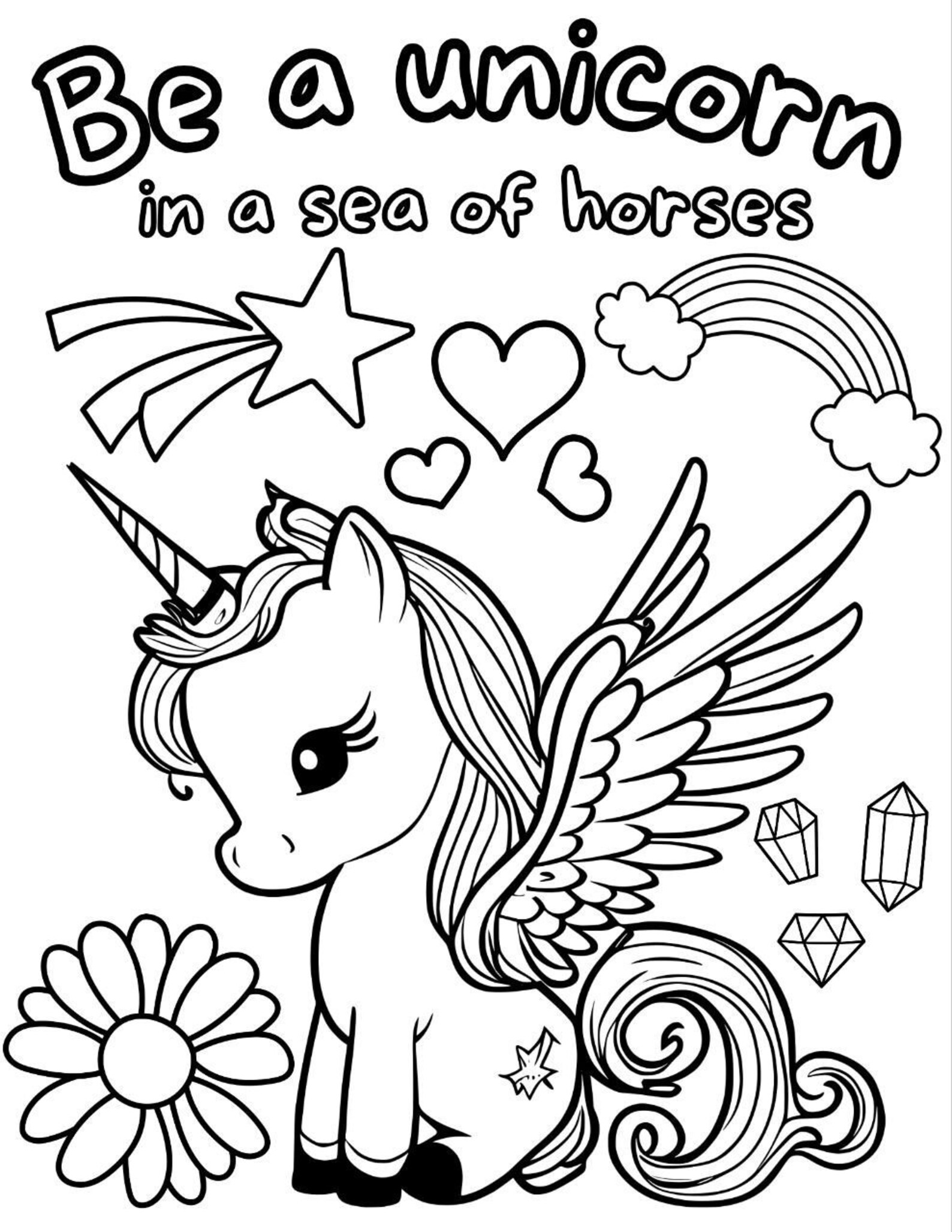 Digital Coloring Page - Unicorn (PDF) - Etsy