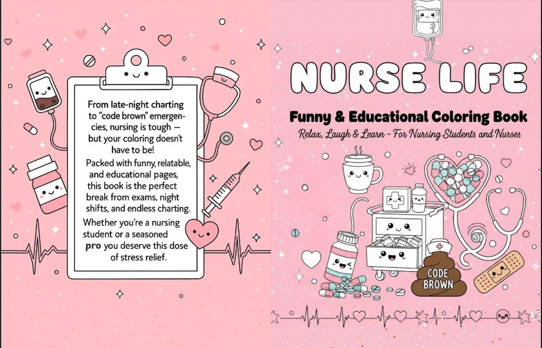 Nursing Coloring Book Printable | Cute & Funny Nurse Coloring Pages | Stress Relief for Nursing ...