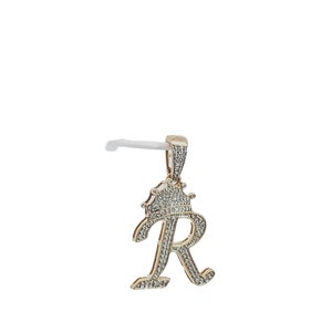 Natural Gold and Diamond Initial Pendant R Alphabet Pendant, Yellow ...