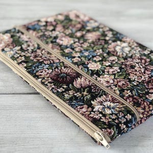 Pocket Laptop Case | Flower Print Upholstery Sleeve | Padded Cotton Interior | MacBook iPad Surface Compatible