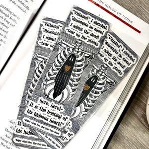 Hideous Heart Bookmark: Whimsical Art for Book Loversm | Edgar Allan Poe | The Tell Tale Heart | Poetry Quotes | Horror Books | Gore Lover