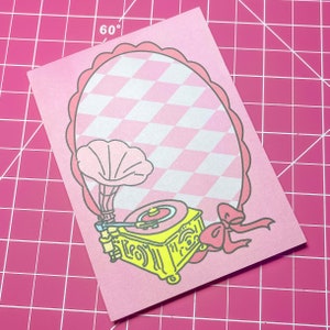 Vintage Gramophone Record Player Notepad - Kawaii, Cute, Notebook, Memo, Notes, Stationary, Loose Leaf, Retro