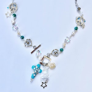 Blue-Turquoise cross Collarbone necklace