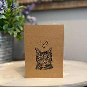 Jolie carte coeur chat - coeur flottant - une pensée à vous - carte de sympathie Love U - carte de perte d'animal de compagnie - carte de voeux Sweet Kitty Cat par Katnip Ink