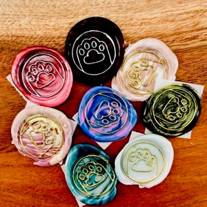 Sellos de cera adhesivos personalizados, listos para sellar, para cartas y tarjetas, sobres, paquete múltiple, paquete de 10, huellas de patas, amantes de los gatos, de Katnip Ink