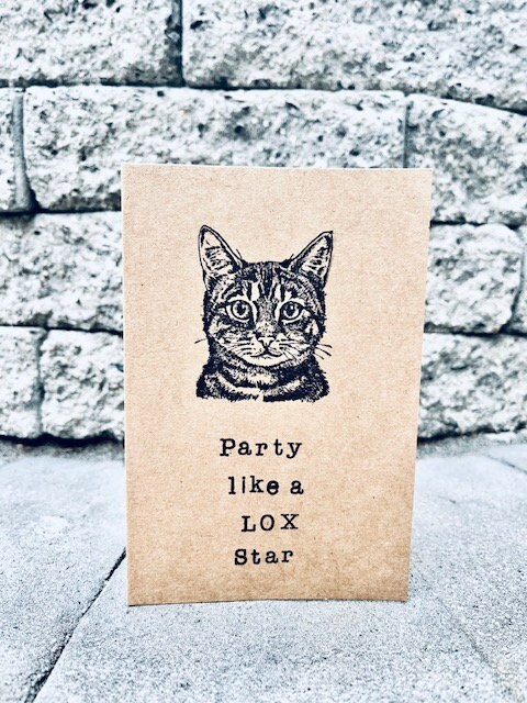Party Like a Lox (Rock) Star - Funny Hanukkah Greeting Card - Gelt Wishes - Eight Days of Lights - Haha Jewish Holiday Card by Katnip Ink