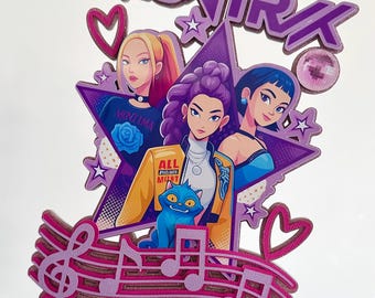 Gepersonaliseerde Huntrix-taarttopper | K-pop-thema
