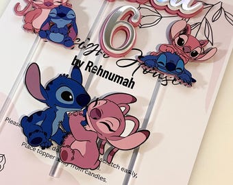 3D Personalized Stitch And Angel Topper | Kids Birthday