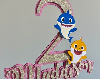 Personalized 3D Shark Cake Topper | Baby Shark Birthday