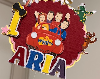 The Wiggles 3D Personalized Cake Topper, Big Red Car, Rainbow Theme