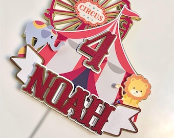 Personalized 3D Circus Cake Topper: Carnival Party Decor