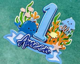 3D Under the Sea-taarttopper | Gepersonaliseerde oceaandieren