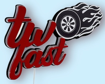 Personalized Two Fast 2nd Birthday Cake Topper | Racing Theme