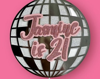 Décoration de gâteau boule disco 3D personnalisée | Décoration de fête