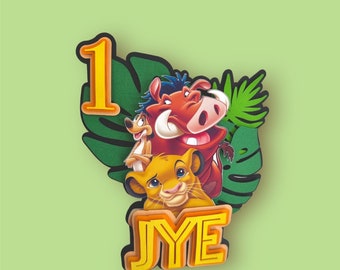 3D Simba-taarttopper | Gepersonaliseerde decoratie voor kinderverjaardag