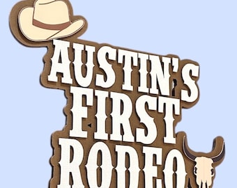 3D-gepersonaliseerde taarttopper eerste rodeo verjaardag cowboythema