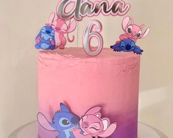 3D Personalized Stitch And Angel Topper | Kids Birthday