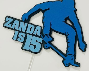 Personlig 3D-tårtdekoration för skateboard | Födelsedagsfestdekoration
