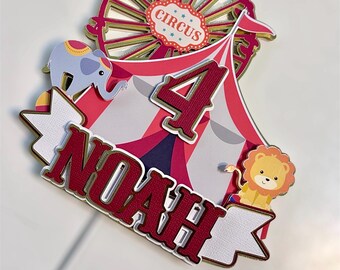 Gepersonaliseerde 3D-circustaarttopper: carnavalsfeestdecor