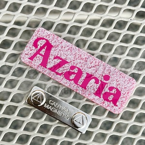 Acrylic Name Badges With Magnetic Backing | Glitter Pastel and Solid Colors | Personalized Name Badges