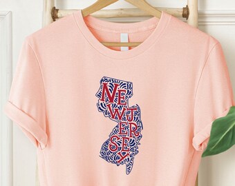 New Jersey Shirt, New Jersey Map Shirt, New Jersey State Shirts, New Jersey State Map Shirt, New Jersey Travel Gifts, New Jersey Clothing