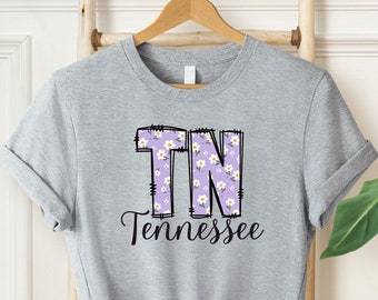 Tennessee Floral Shirt, Tennessee Map Shirt, Tennessee State Shirt, Tennessee Travel Gift, Tennessee Shirt, Floral TN Tee, Tennessee Tee
