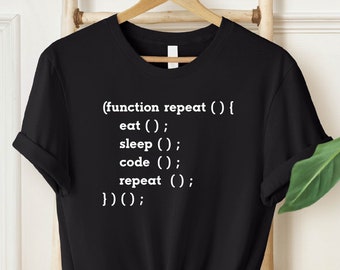 Funny Coder T-Shirt, Gifts for Software Developer, Tech Teacher Shirt, Programmer Gifts, Engineer Graphic Tees, Eat Sleep Code Repeat Shirt