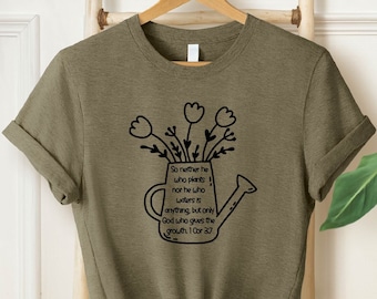 Religious Graphic Tees, Floral Shirt, Christian Shirt, Flower T-Shirt, Positive Vneck Shirt, Plant Shirt, Gift for Her, Botanical Tees