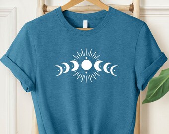 Mystic Moon And Sun Shirt, Mystical Moon Phase Shirt, Moon Phase T-Shirt, Boho Moon Shirt, Celestial Moon Shirt, Spiritual T-Shirt