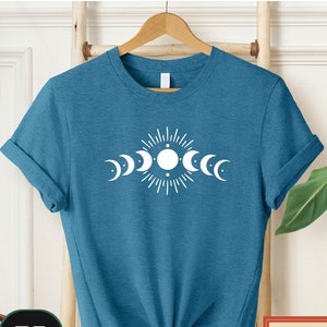 Mystic Moon And Sun Shirt, Mystical Moon Phase Shirt, Moon Phase T-Shirt, Boho Moon Shirt, Celestial Moon Shirt, Spiritual T-Shirt
