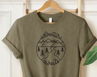 Adventure Awaits Shirt, Outdoor Shirt, Camping Shirts, Mountain Shirt, Hiker Shirts, Nature Lover Shirt, Camping Gift, Vacation Shirt