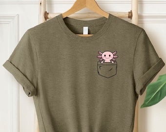 Pocket Tee, Axolotl Shirt, Animal Lover Tee, Axolotl Gifts, Pocket Axolotl Shirt, Axolotl Birthday Shirt, Cute Axolotl Shirt, Gifts for Her
