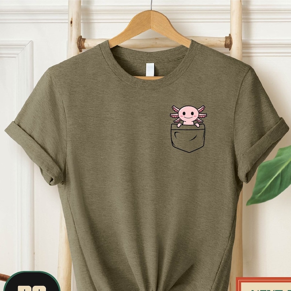Pocket Tee, Axolotl Shirt, Animal Lover Tee, Axolotl Gifts, Pocket Axolotl Shirt, Axolotl Birthday Shirt, Cute Axolotl Shirt, Gifts for Her