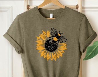 Sunflower Bee T-shirt, Bee T-shirt, Positive T-shirt, Motivational Shirt, Inspirational Shirt, Love is Kind, Bee Shirt,Shirt With Bee,