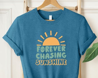Forever Chasing Sunshine Shirt, Wavy Words Shirt, Vacation Shirt, Sunset Shirt, Positive Vibe Shirt, Summer Shirt, Sunset Shirt