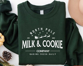 North Pole Milk and Cookie Co Sweatshirt, Christmas Farm Shirt, Gingerbread Christmas Sweatshirt, Christmas Sweater, Christmas Cookie Shirt