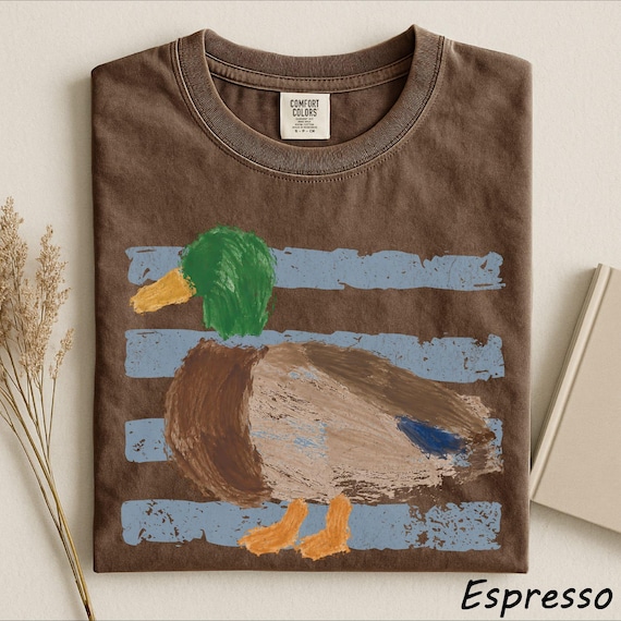 Retro Striped Mallard Duck Comfort Colors Shirt, Duck Hunting Stripes, Cute Cottagecore Shirt, Coastal Summer Aesthetic Tee