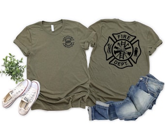 Custom Name Firefighter Shirt, Fireman Tee, Fire Department, First Responder, Gift For Fireman, Fire Dept. Logo Shirt, Fire Fighter Gift