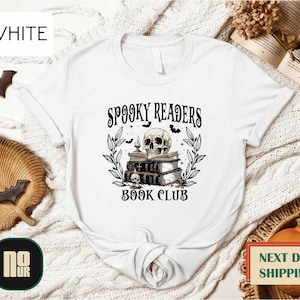 Spooky Readers Book Club Shirt, Halloween Book Lover Tee, Skull Reading Shirt, Spooky Season Bookish Sweater, Fall Reader Aesthetic T-Shirt