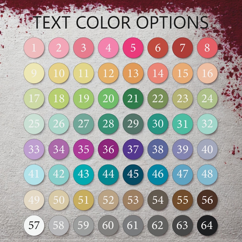 a grid of color options, with each color represented by a circle. The grid is organized in rows and columns, providing a visual representation of the available color choices.