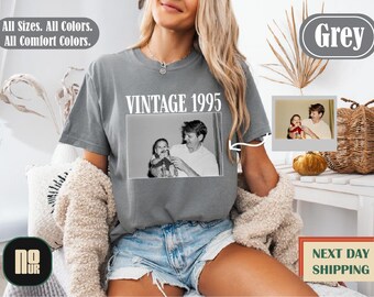 Personalized Birthday Shirt, Custom Photo Year Vintage 1995 tEE, Custom Year Birthday Shirt, Vintage Est 1985 T-Shirt, Vintage Tee
