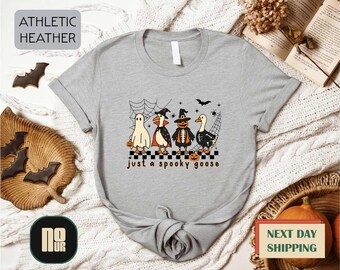 Just a Spooky Goose Shirt, Funny Halloween Goose Tee, Cute Creepy Goose Fall T-shirt, Silly Goose Vibes T-Shirt, Spooky Season Sweatshirt