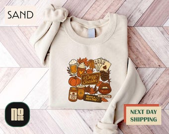 Cozy Season Shirt Fall Aesthetic Tee, Retro Fall Collage Shirt, Autumn Vibes T-shirt, Fall Graphic Sweater, Pumpkin Season Shirt for Women