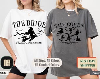 Witch Bach Tshirts, Spooky Bride Gothic Wedding, Personalized Goth Bachelorette, Gothic Bridal Party Tee, Spooky Bride or Coven Shirt