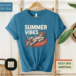 Summer Vibes Cat T-shirt, Summer Vacation Shirt, Cat Mom Sweatshirt, Beach Trip Tee, Funny Summer Cat Sweater, Cat Lover Gift, Summer Gift