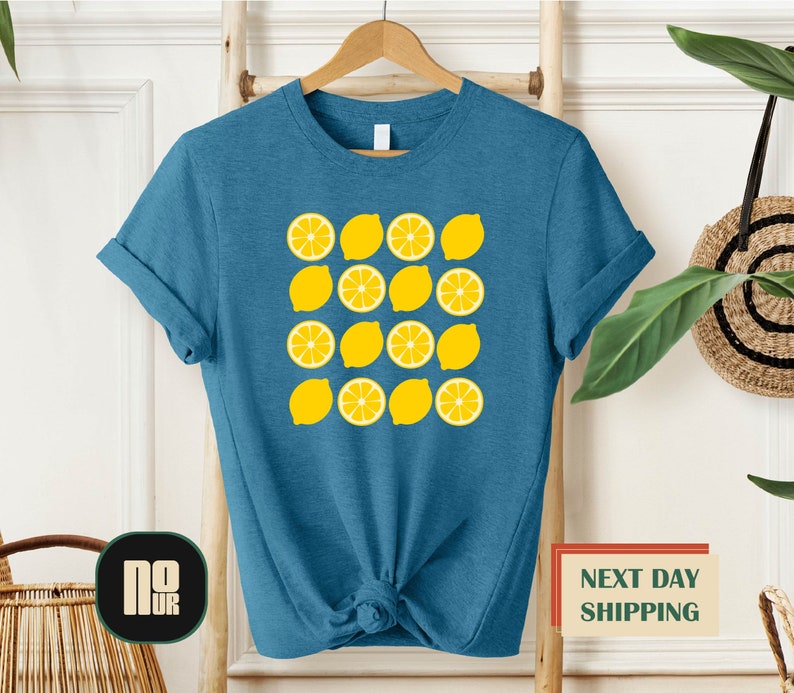 Lemon Shirt, Cute Lemon Shirts, Fruit Shirt, Citrus Fruit Tee, Botanic Lemon T shirts, Funny Spring Shirt, Garden Shirt, Lemon Slice Shirt image 4